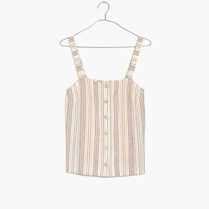Madewell Button-Front Cami Tank in Textural Rainbow Stripe